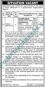 PO Box No 10 Sindh Driver Jobs